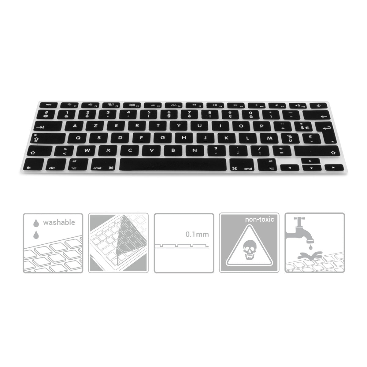 kwmobile AZERTY Keyboard Protector (France, Belgium) compatible with Apple MacBook Air 13''/Pro Retina 13''/15'' (until mid-2016) A1369, A1466, A1502, A1425, A1398