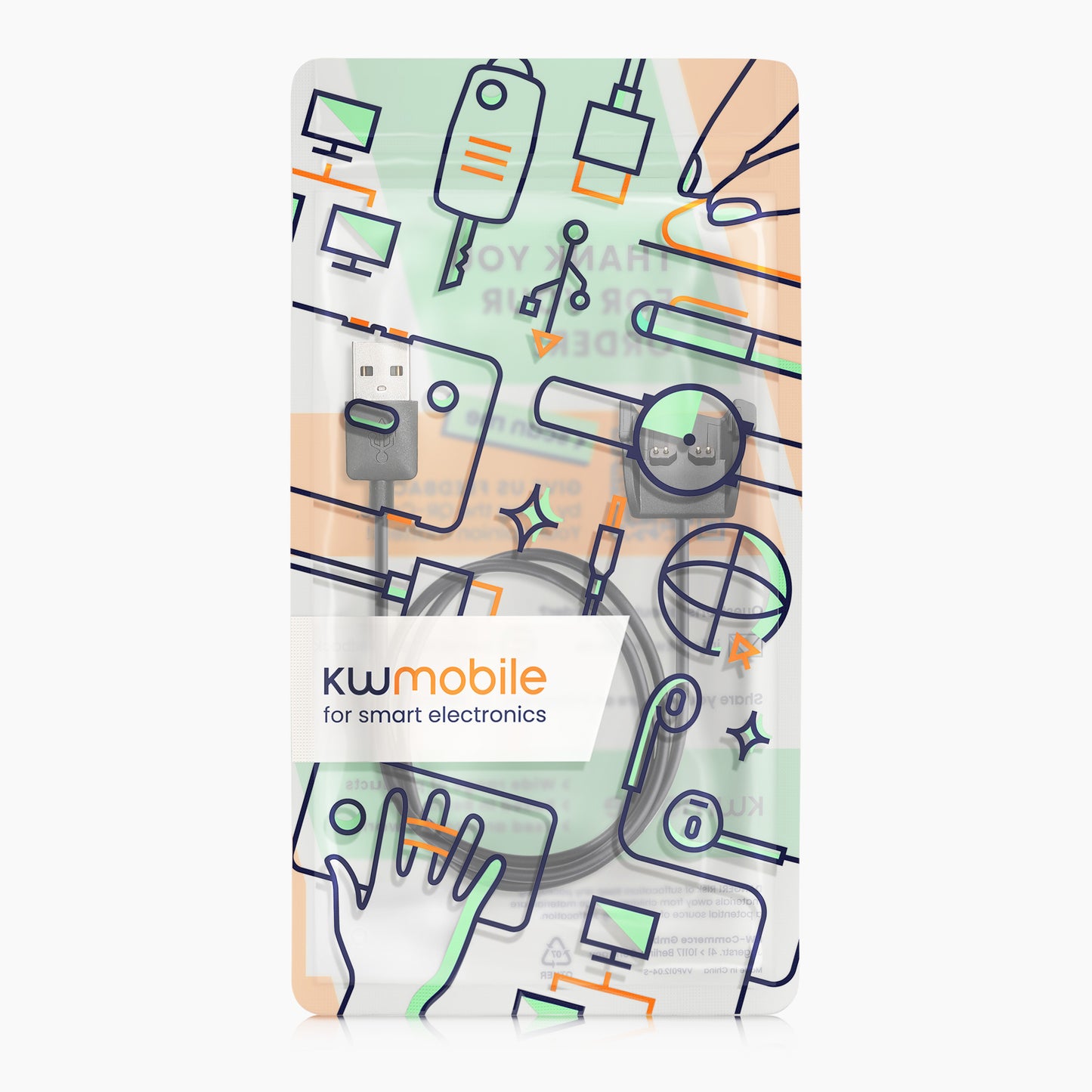 kwmobile USB Cable Charger compatible with Garmin Vivosmart HR Plus/Approach X40 Charging Cable Smart Watch Replacement Cable Fitness Tracker Charging Cable