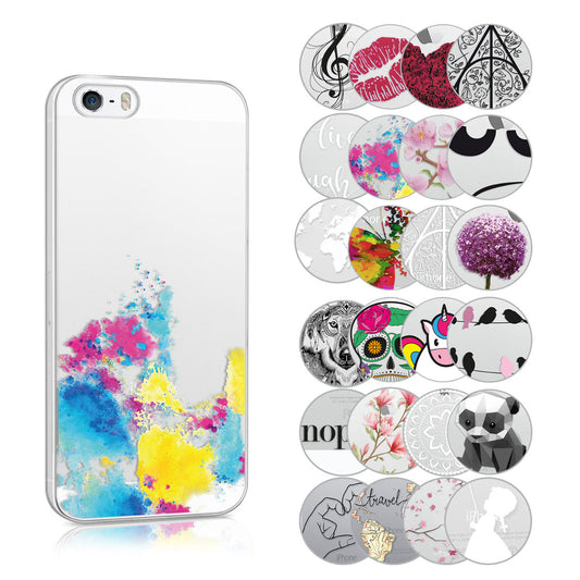 kwmobile Case kompatibel mit Apple iPhone SE (1.Gen 2016) / iPhone 5 / iPhone 5S - Hülle Silikon transparent Kirschblütenblätter Rosa Dunkelbraun Transparent Rosa  [dsg24]