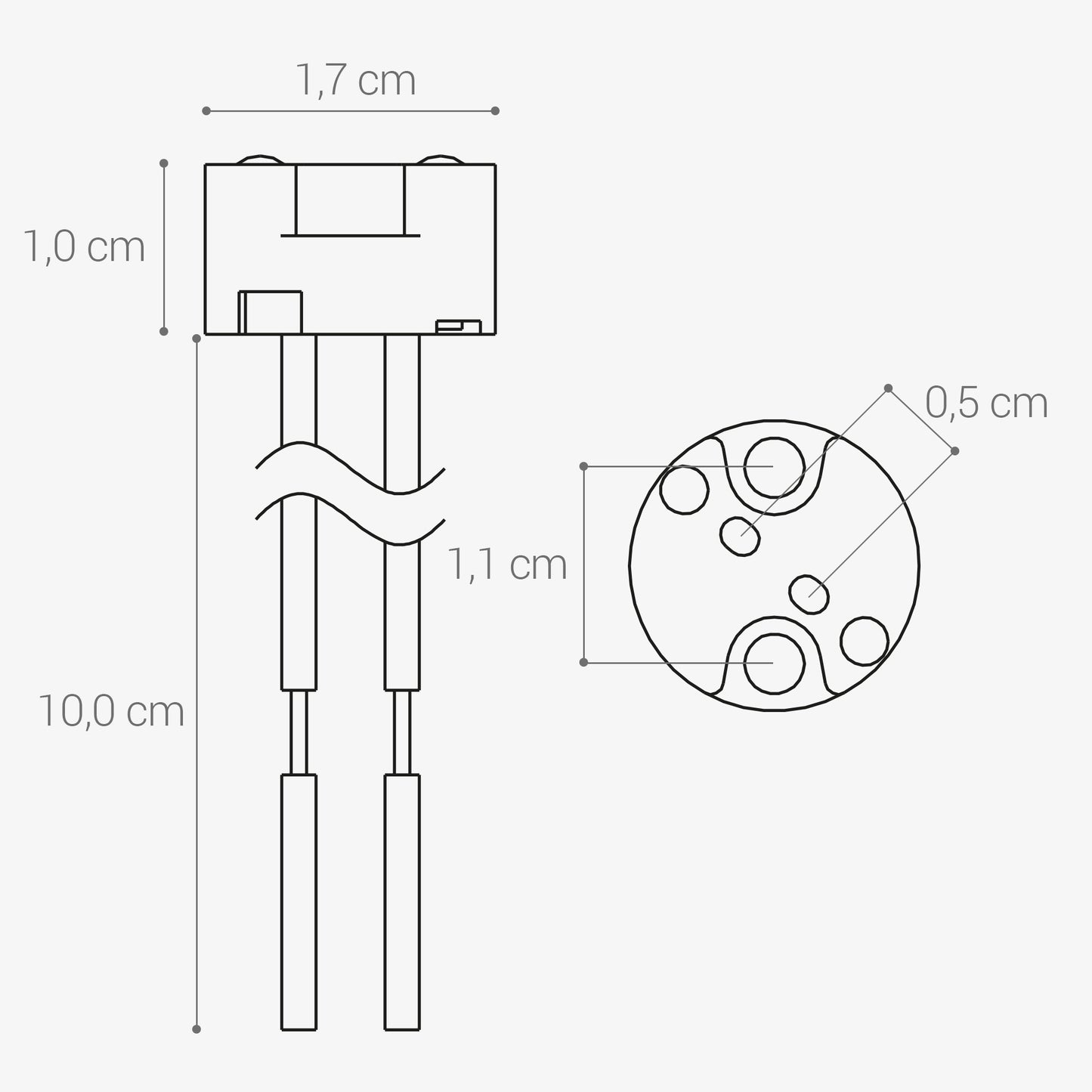 10x GU5.3 Lampholder with Cable 12V