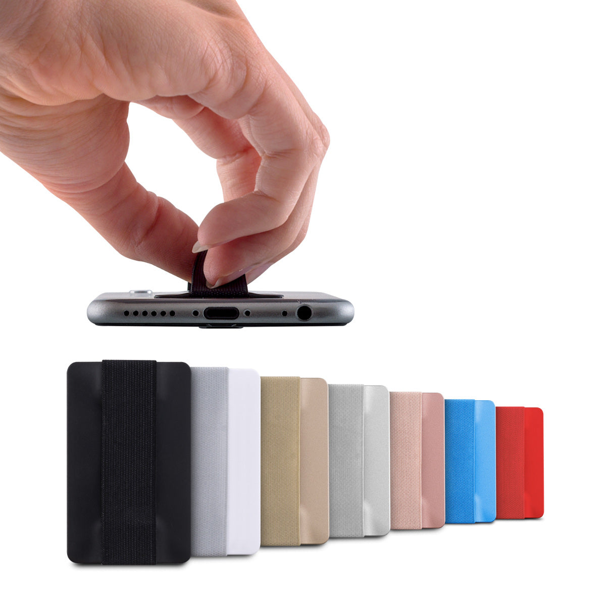 kwmobile Slim Smartphone Finger Grip Holder - Self-Adhesive Phone Finger Holder compatible with iPhone Samsung Sony Phones