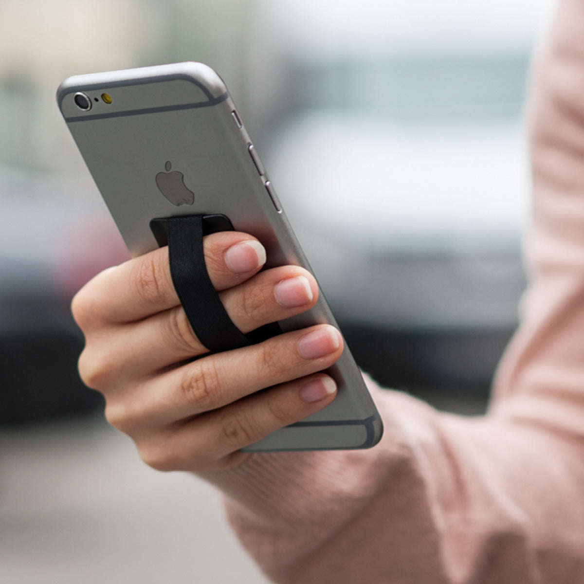 kwmobile Slim Smartphone Finger Grip Holder - Self-Adhesive Phone Finger Holder compatible with iPhone Samsung Sony Phones
