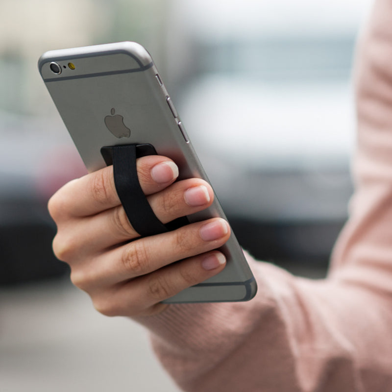 kwmobile Slim Smartphone Finger Grip Holder - Self-Adhesive Phone Finger Holder compatible with iPhone Samsung Sony Phones