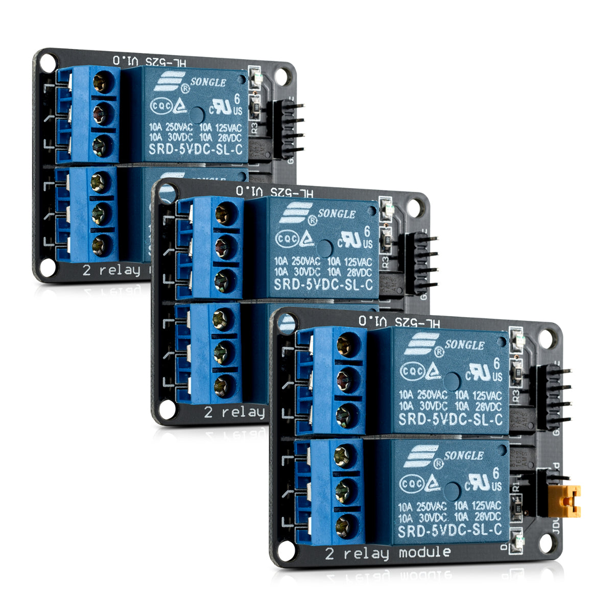 3x kwmobile 2 Kanal Relais Modul mit 5V für Arduino Blau  