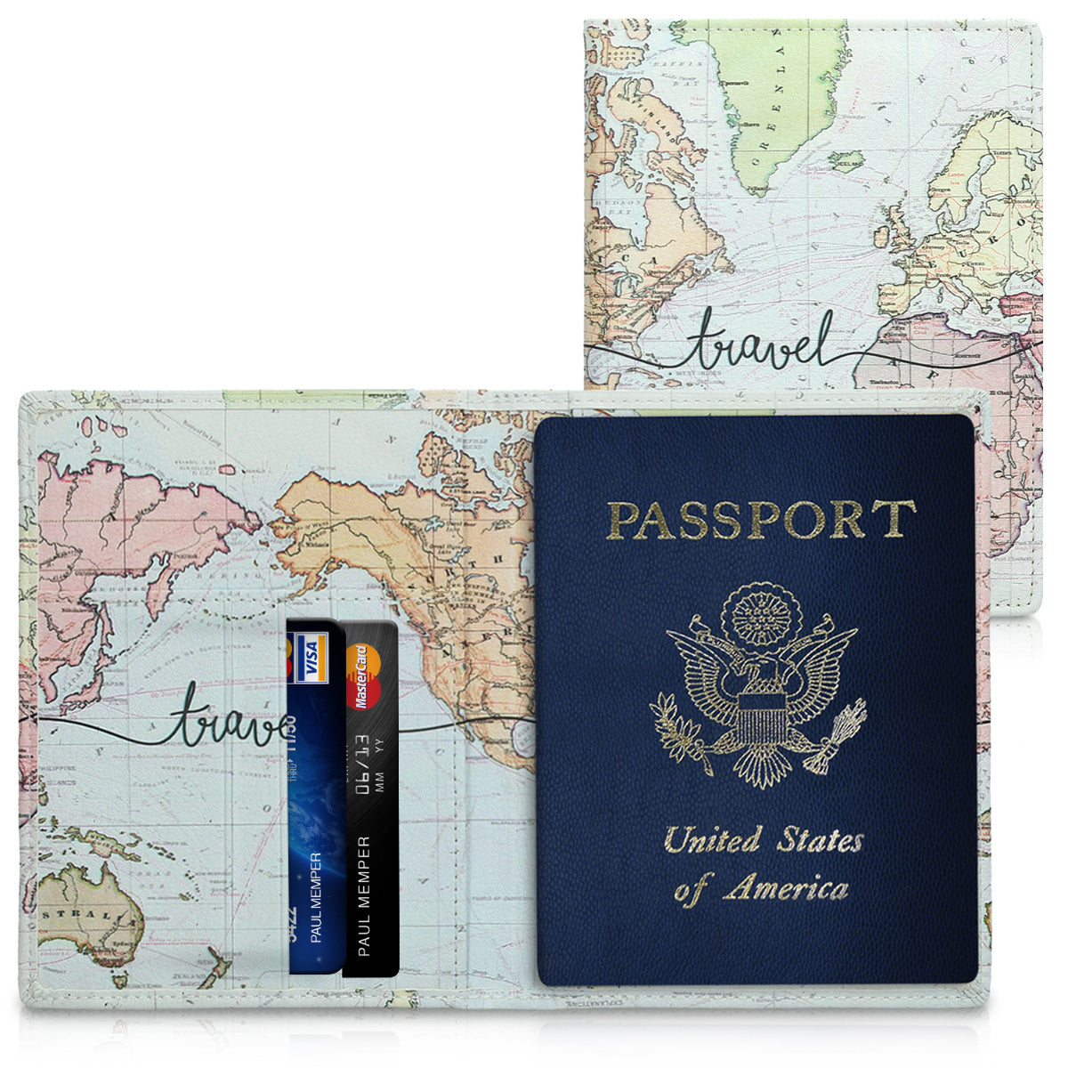kwmobile Passport Holder with Card Slots ID Holder Passport Case Card Wallet Bag Multicolored