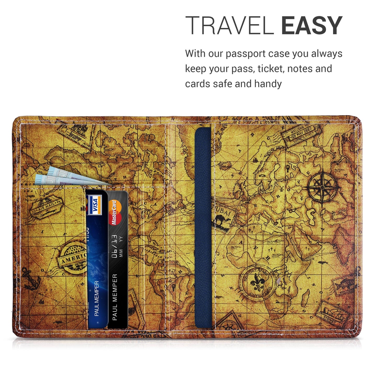 kwmobile Passport Holder with Card Slots ID Holder Passport Case Card Wallet Bag Multicolored