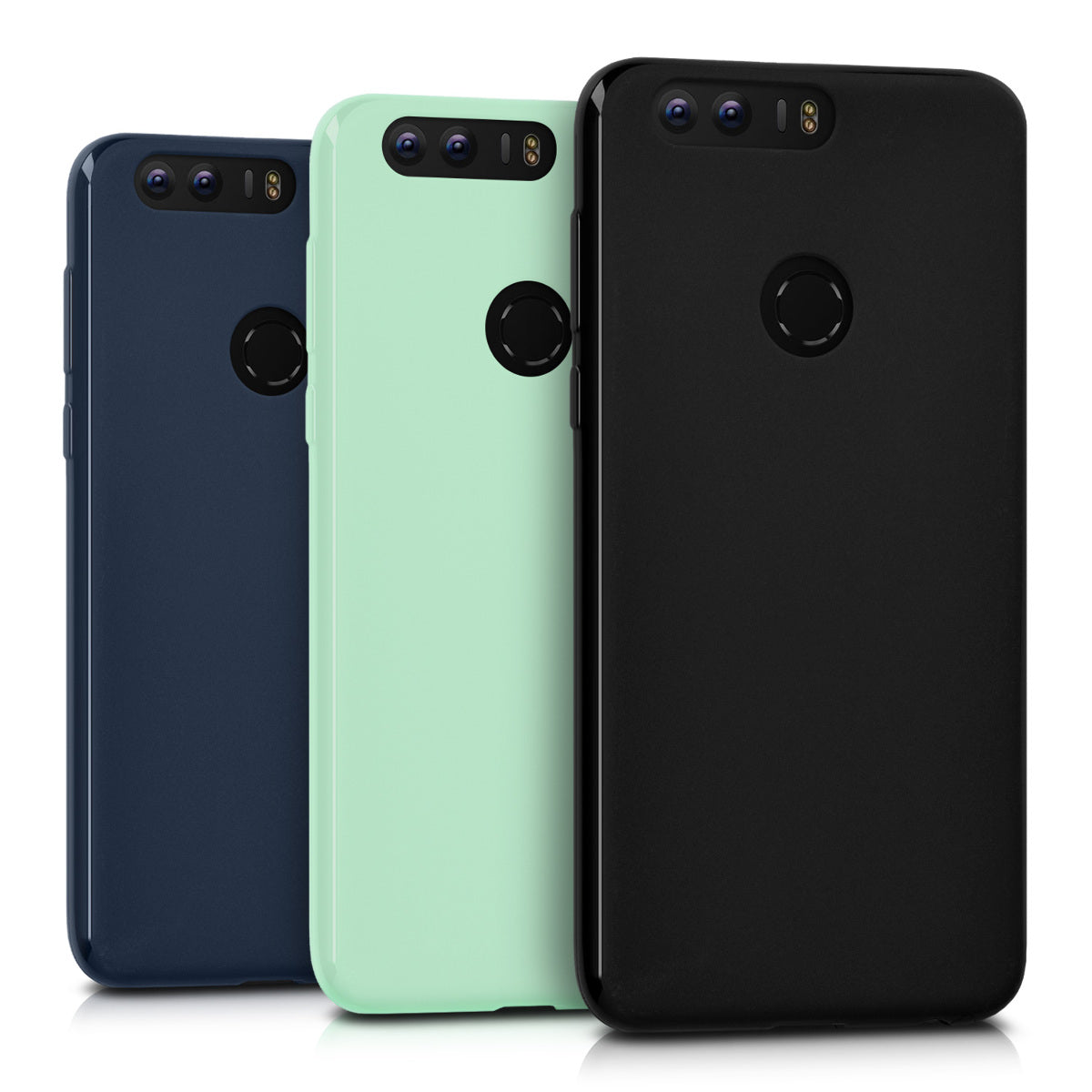 kwmobile Hülle kompatibel mit HONOR 8 / 8 Premium Hülle - weiches TPU Silikon Case - Cover geeignet für kabelloses Laden - Schwarz matt Schwarz matt  