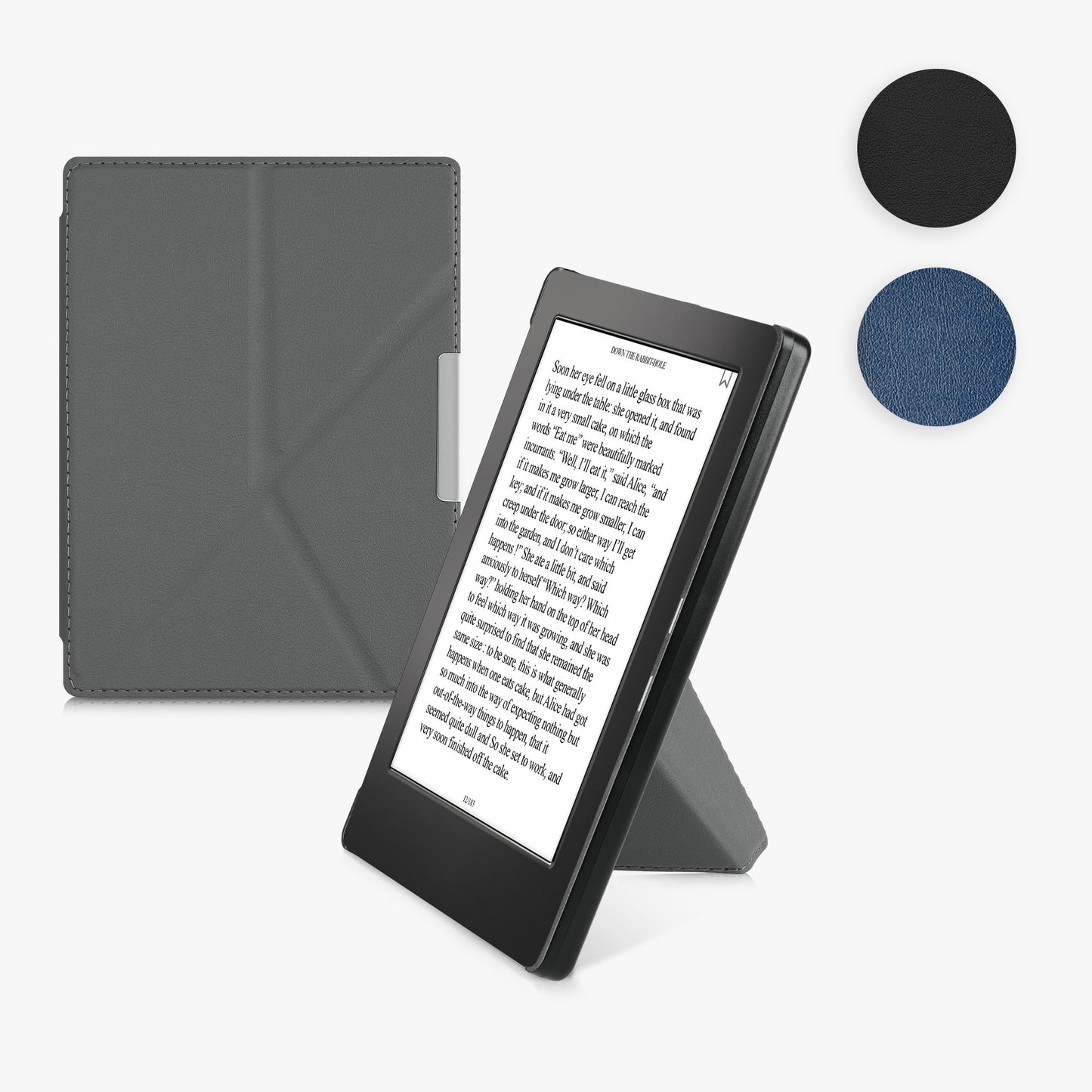 kwmobile Hülle kompatibel mit Kobo Aura H2O Edition 1 Hülle - Kunstleder Case - eReader Schutzhülle - Cover Anthrazit Anthrazit  