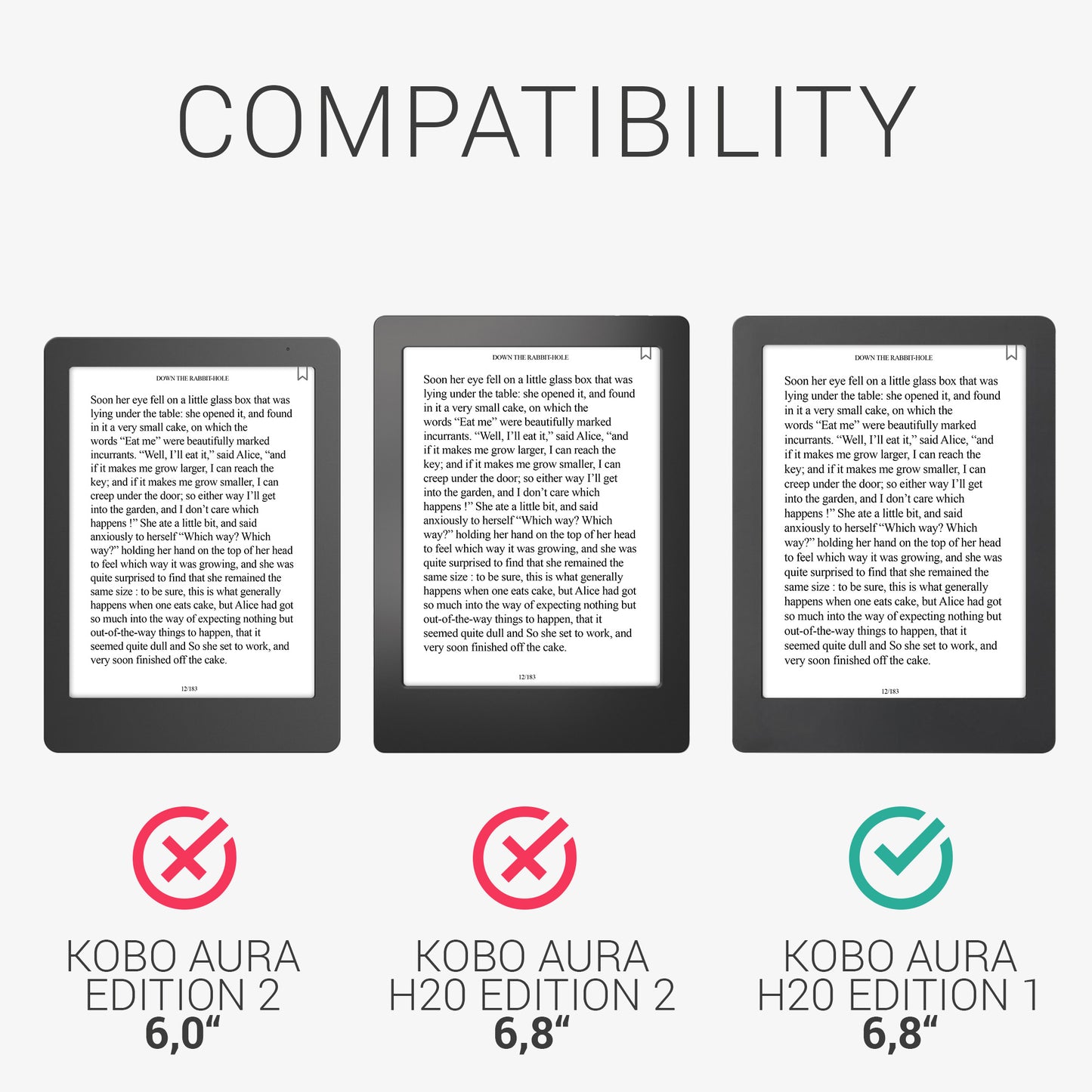 kwmobile Case Compatible with Kobo Aura H2O Edition 1 Protective Cover Case