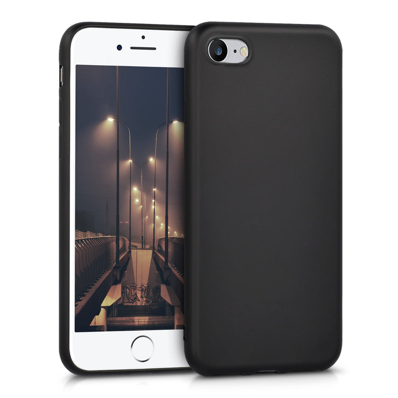 kwmobile Case kompatibel mit Apple iPhone SE (2022) / iPhone SE (2020) / iPhone 8 / iPhone 7 Hülle - Schutzhülle aus Silikon metallisch schimmernd - Handyhülle Metallic Schwarz Metallic Schwarz  