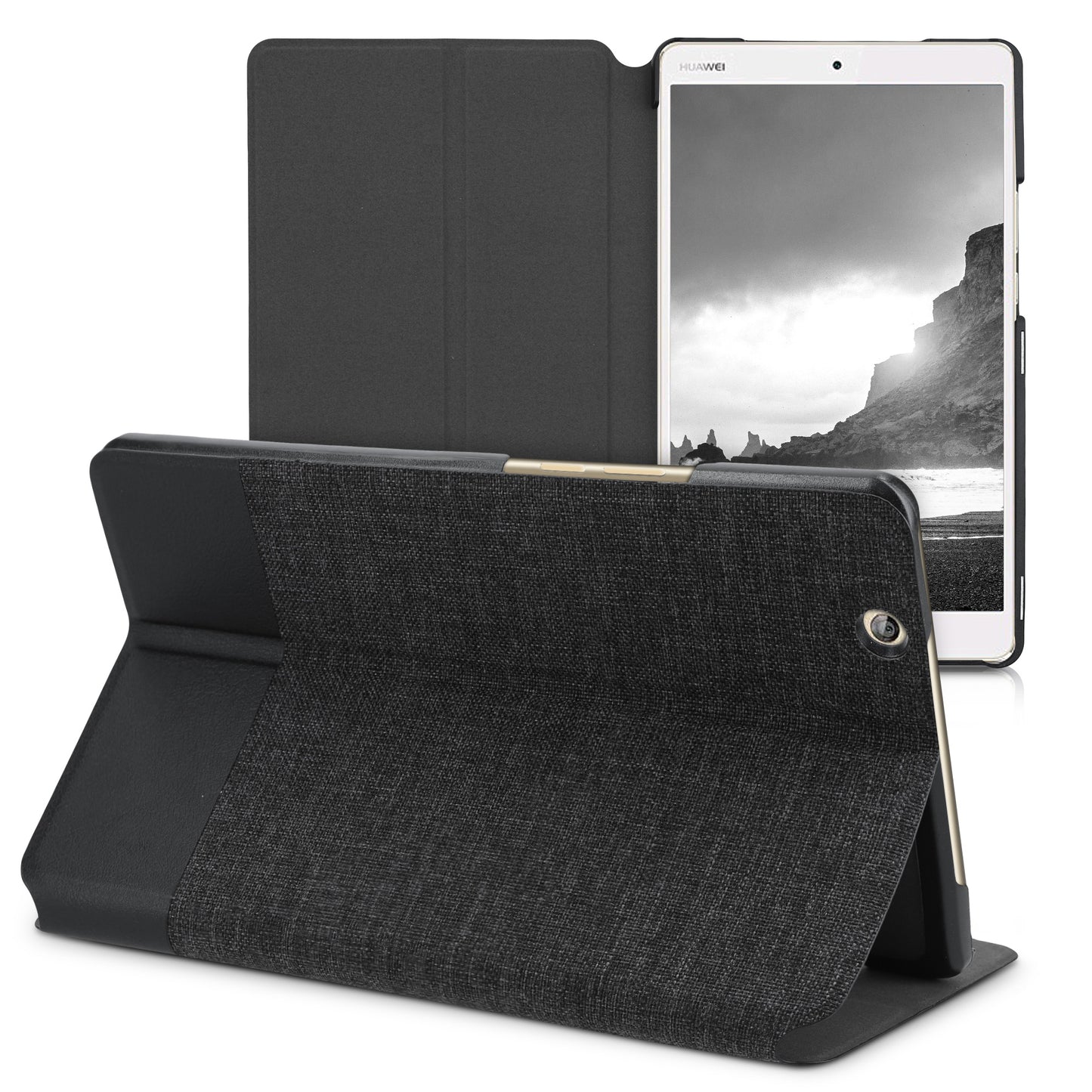 kwmobile Protective Case compatible with Huawei MediaPad M3 8.4 - Slim Case - Tablet Cover Case with Stand Black