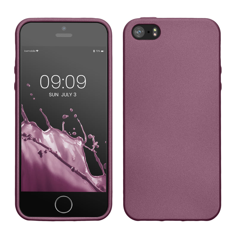 kwmobile Case kompatibel mit Apple iPhone SE (1.Gen 2016) / iPhone 5 / iPhone 5S Hülle - Schutzhülle aus Silikon metallisch schimmernd - Handyhülle Metallic Lavendel Metallic Lavendel  
