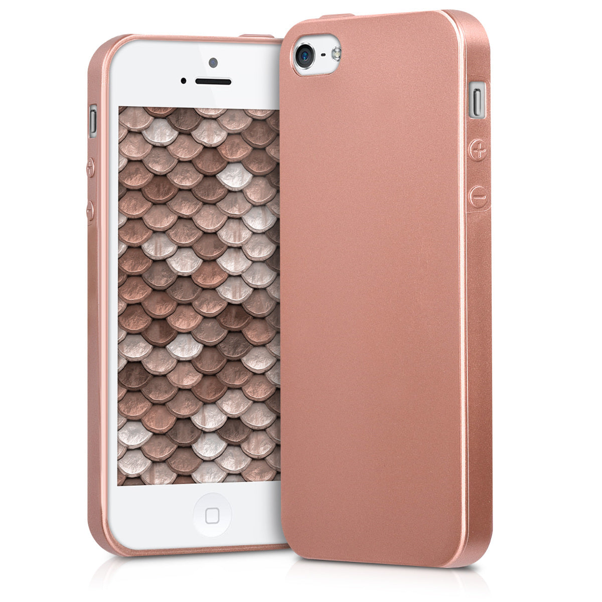 kwmobile Case kompatibel mit Apple iPhone SE (1.Gen 2016) / iPhone 5 / iPhone 5S Hülle - Schutzhülle aus Silikon metallisch schimmernd - Handyhülle Metallic Rosegold Metallic Rosegold  