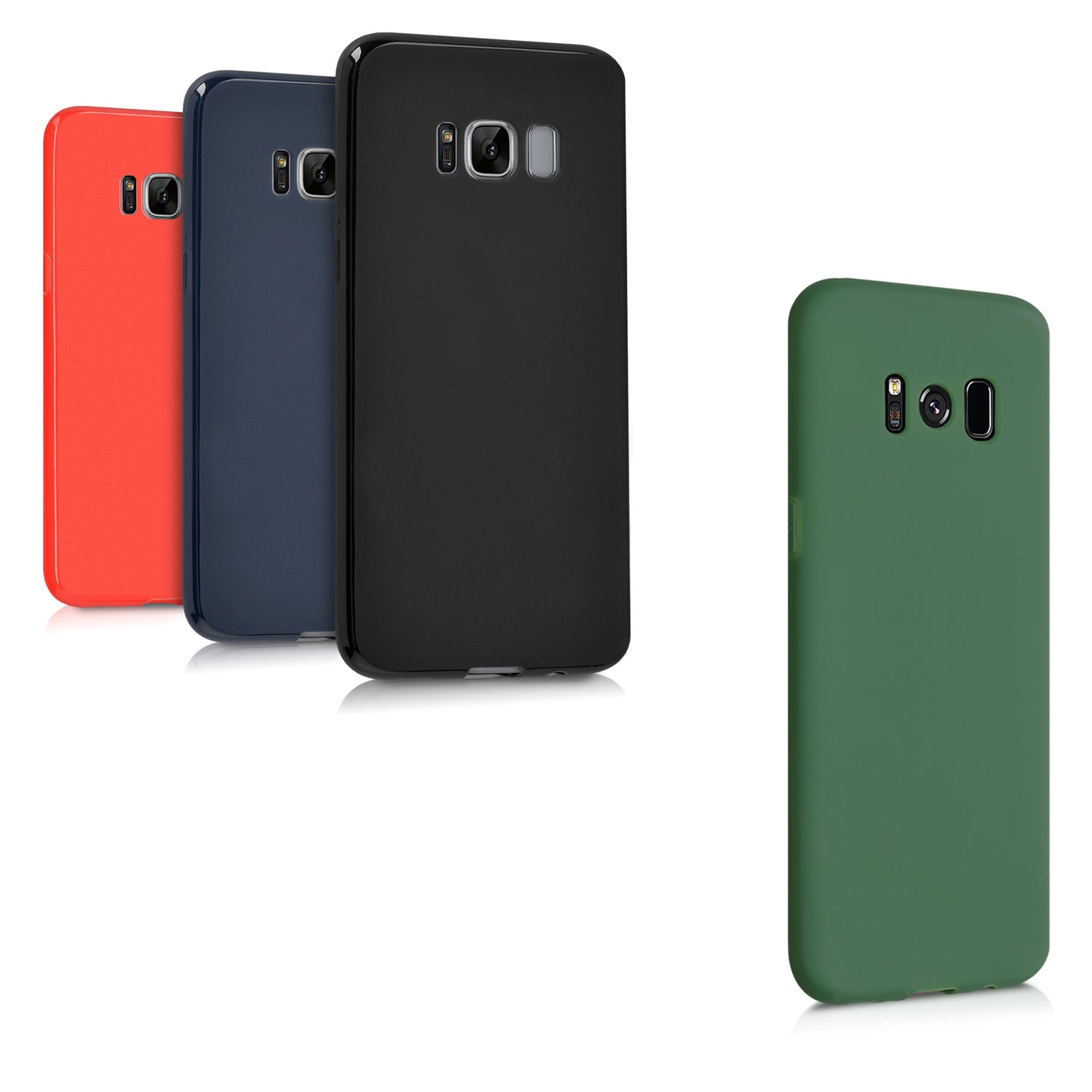 kwmobile Hülle kompatibel mit Samsung Galaxy S8 Hülle - weiches TPU Silikon Case - Cover geeignet für kabelloses Laden - Dunkelgrün matt Dunkelgrün matt  