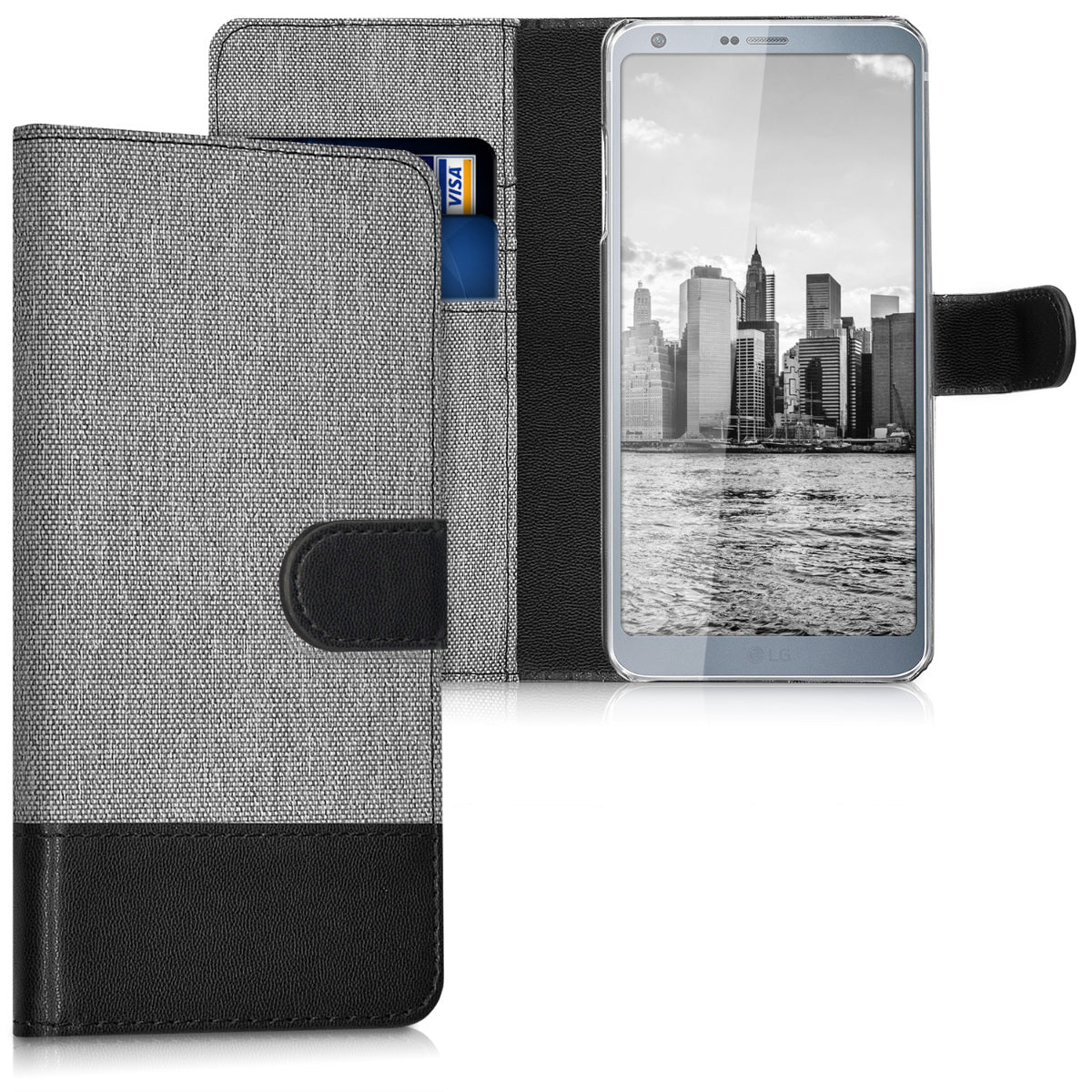 kwmobile Wallet Case compatible with LG G6 - Case with Stand - Phone Cover Card Slots