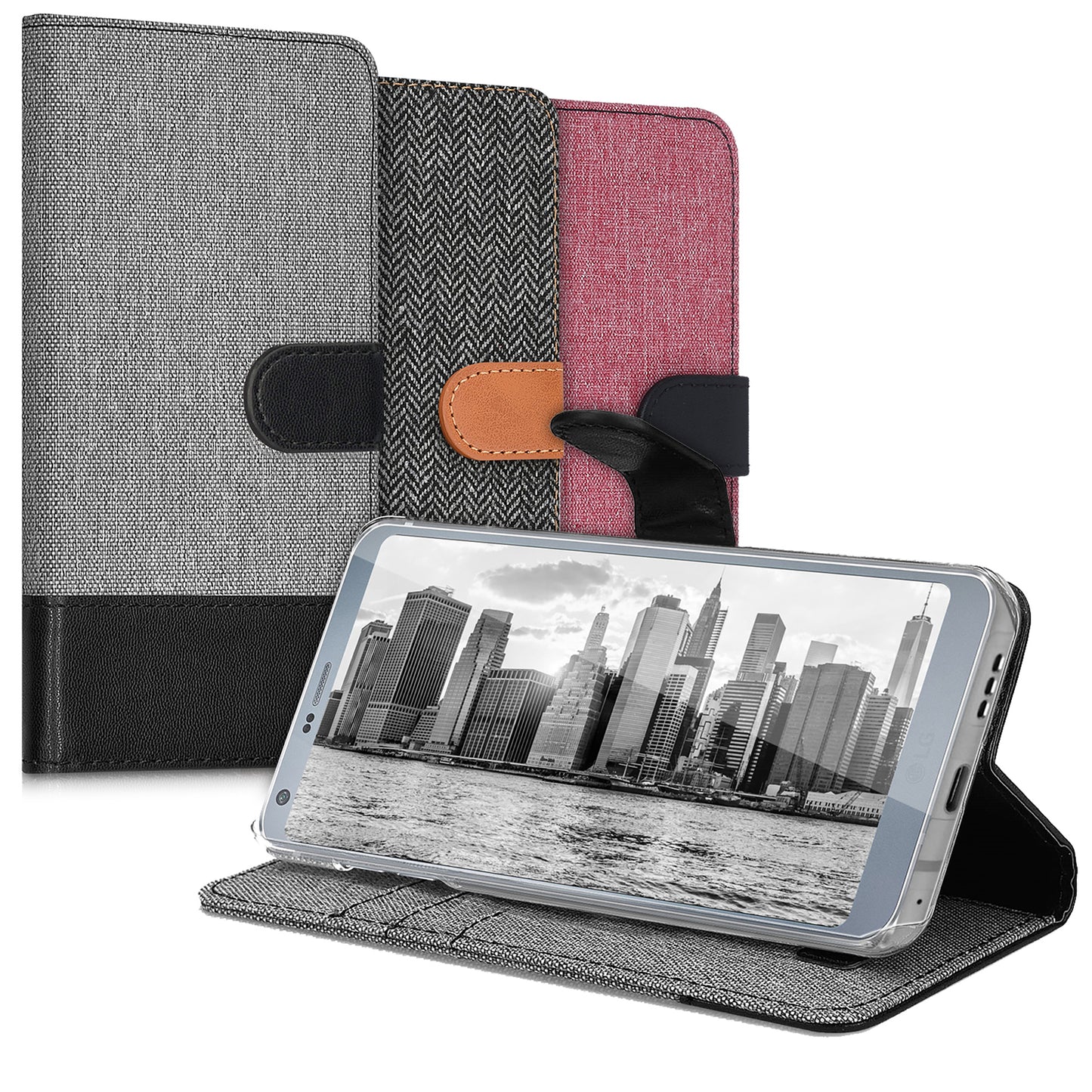 kwmobile Wallet Case compatible with LG G6 - Case with Stand - Phone Cover Card Slots