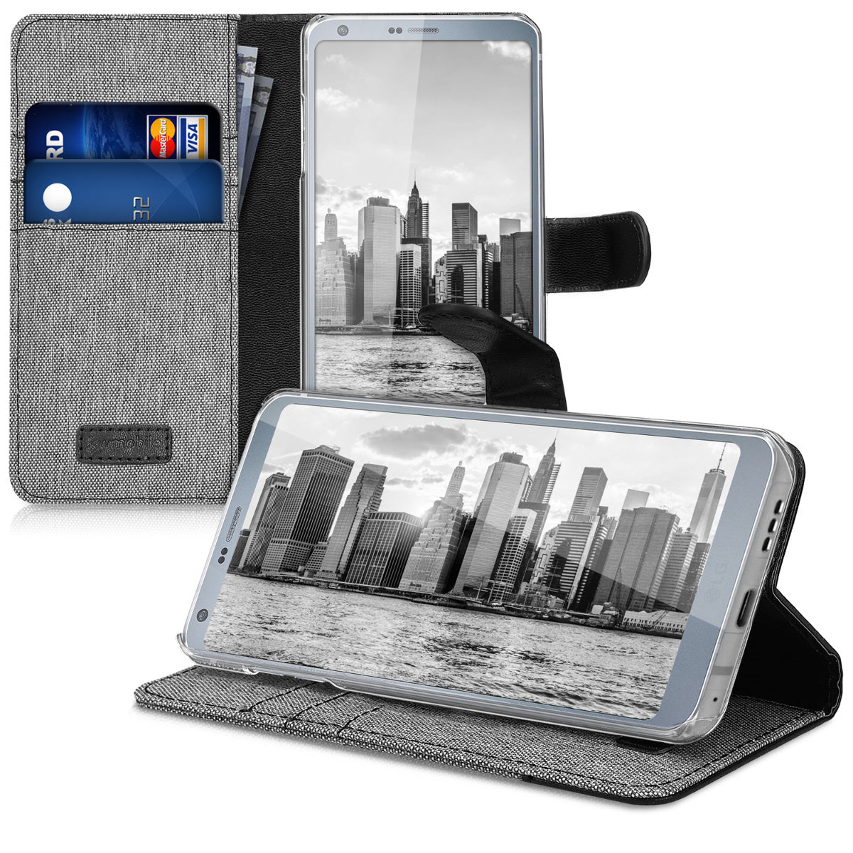 kwmobile Wallet Case compatible with LG G6 - Case with Stand - Phone Cover Card Slots