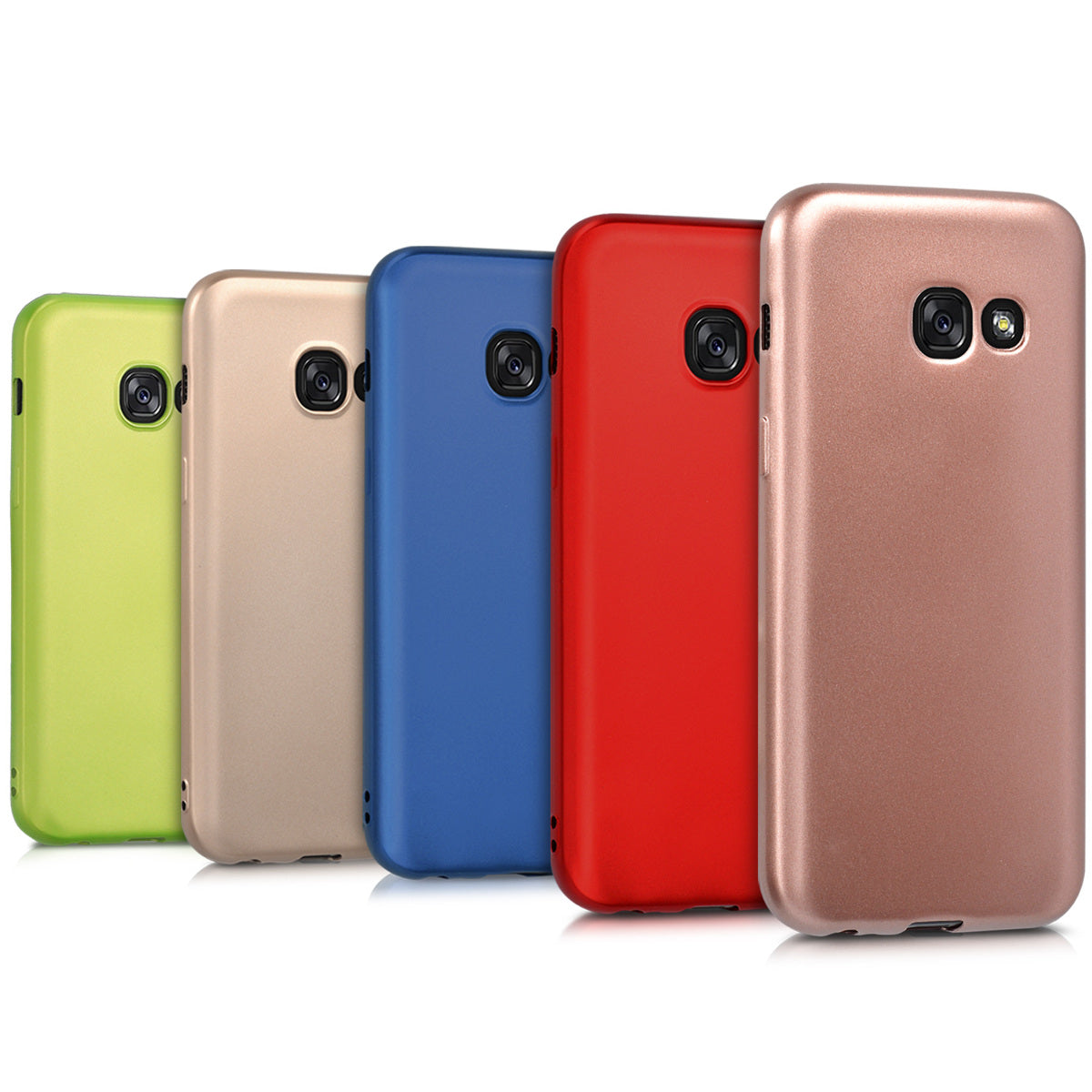 kwmobile Case kompatibel mit Samsung Galaxy A3 (2017) Hülle - Schutzhülle aus Silikon metallisch schimmernd - Handyhülle Metallic Blau Metallic Blau  