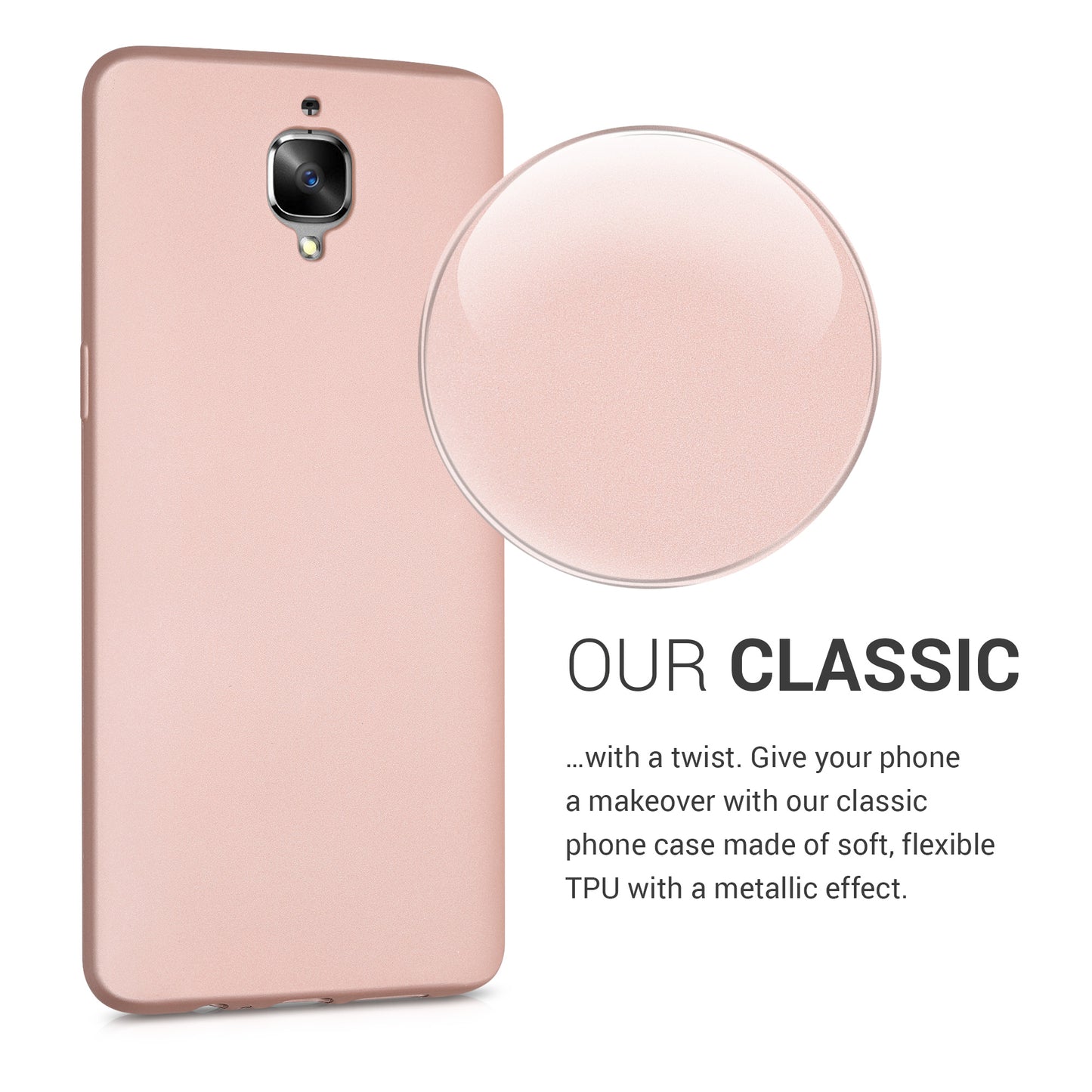 kwmobile Phone Case for OnePlus 3 / 3T - Metallic Shimmering Silicone Case - Protective Cover