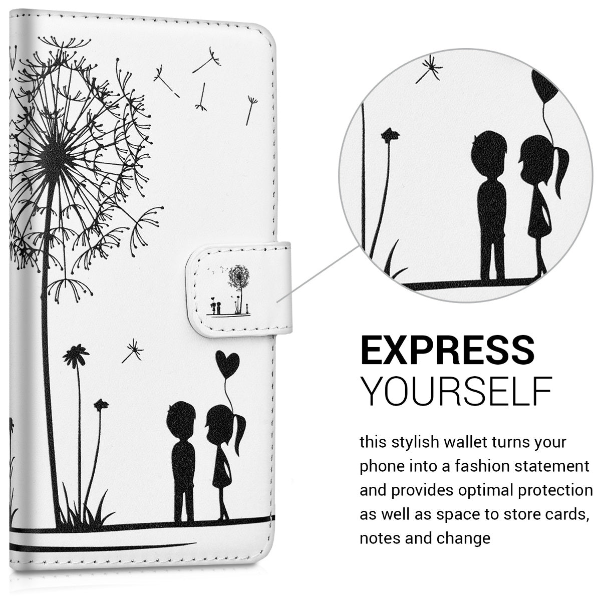 kwmobile Wallet Case Compatible with Huawei P10 Lite - Cover with Stand and Card Slots