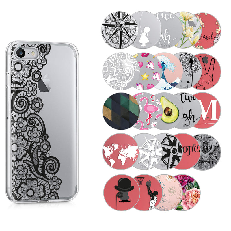 kwmobile Case kompatibel mit Apple iPhone SE (2022) / iPhone SE (2020) / iPhone 8 / iPhone 7 - Hülle Silikon transparent Sport Basketball Schwarz Weiß Transparent Schwarz  [dsg26]