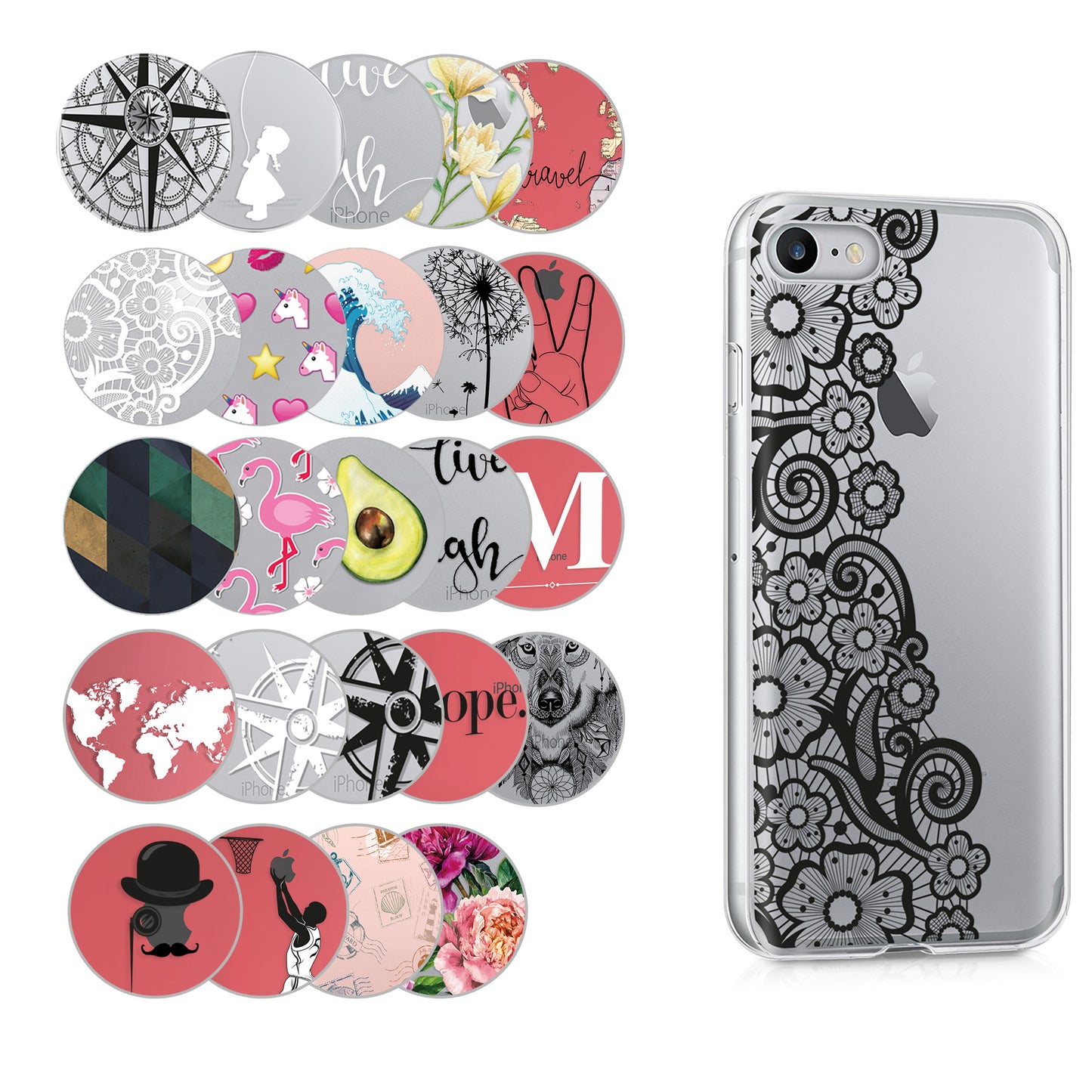 kwmobile Case Compatible with Apple iPhone SE (2022) / iPhone SE (2020) / iPhone 8 / iPhone 7 - Silicone Transparent Cover