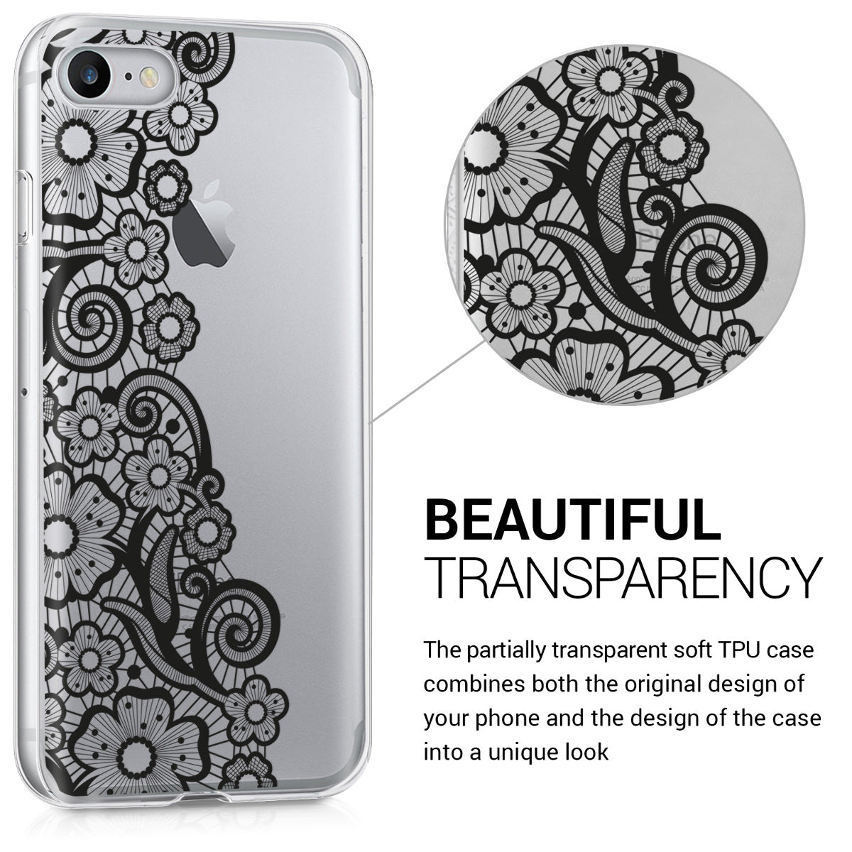 kwmobile Case Compatible with Apple iPhone SE (2022) / iPhone SE (2020) / iPhone 8 / iPhone 7 - Silicone Transparent Cover
