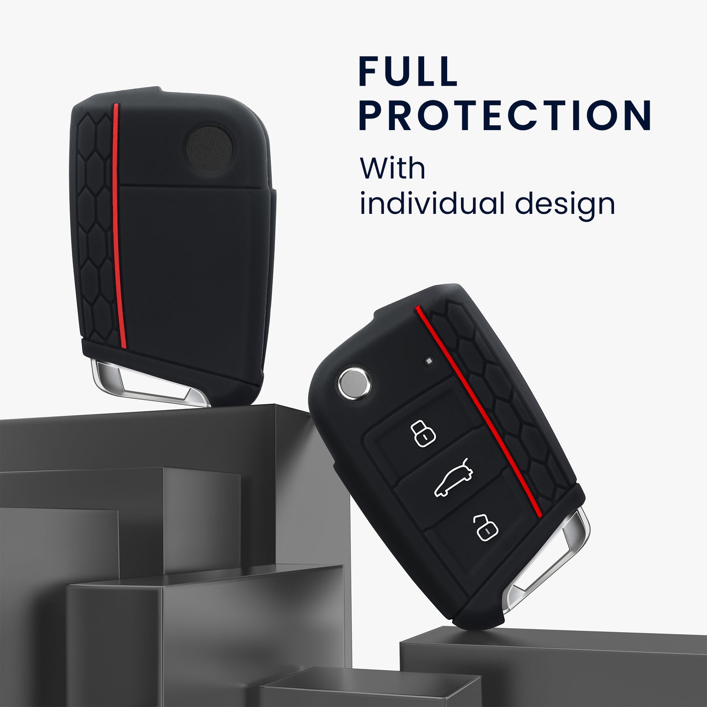 kwmobile Car Key Protection Case compatible with VW Golf 7 MK7 3-Button Car Key Cover