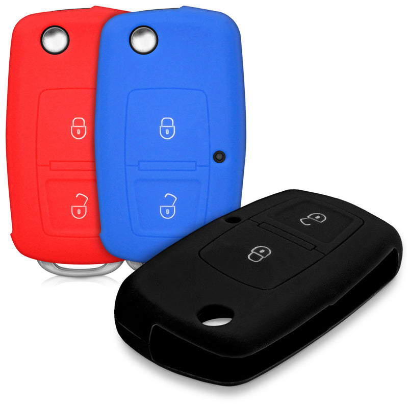 kwmobile Car Key Cover compatible with VW Skoda Seat 2-Button Foldable Car Key - Key Case