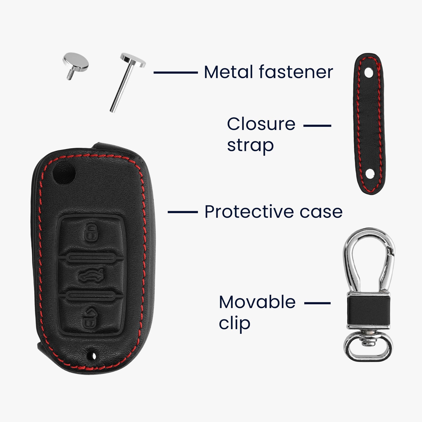 Faux Leather Case compatible with VW Skoda Seat Car Key