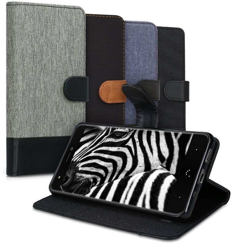 kwmobile Wallet Case compatible with bq Aquaris X / X Pro - Phone Cover with Stand - Card Slots