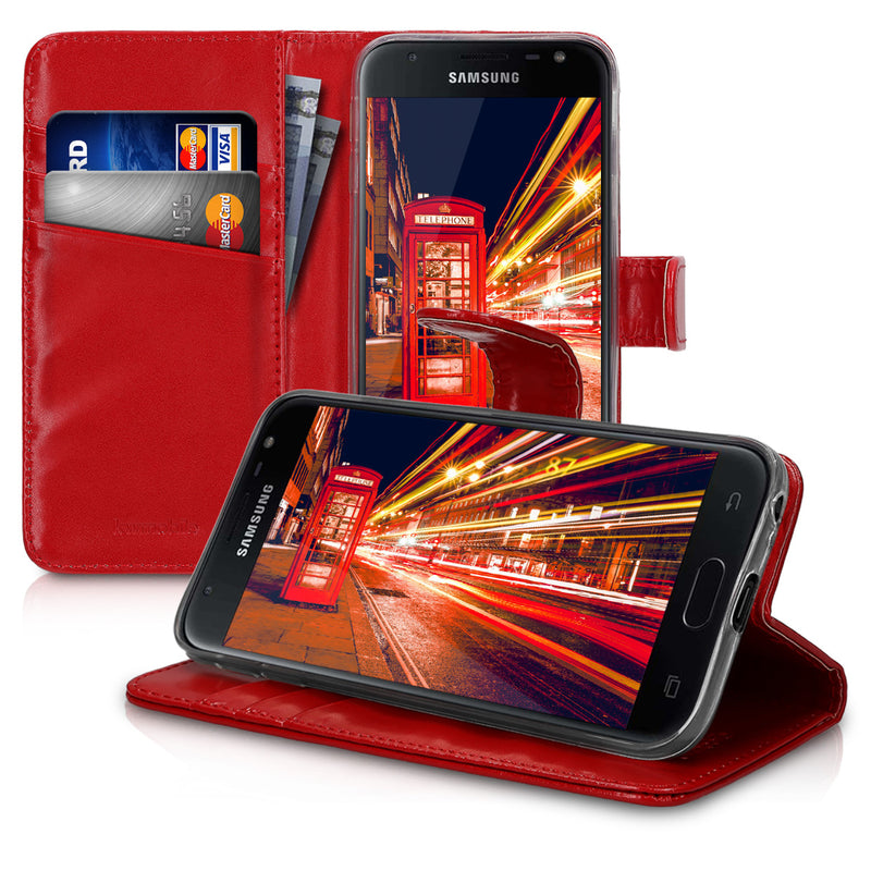 kwmobile Case compatible with Samsung Galaxy J3 (2017) DUOS Faux Leather Wallet Case with Card Slots