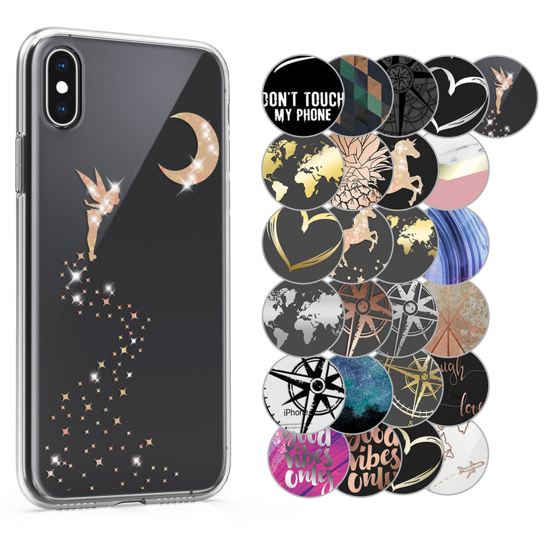kwmobile Hülle kompatibel mit Apple iPhone X - Handyhülle Silikon Case - Live Laugh Love Rosegold Transparent Rosegold  [dsg22]