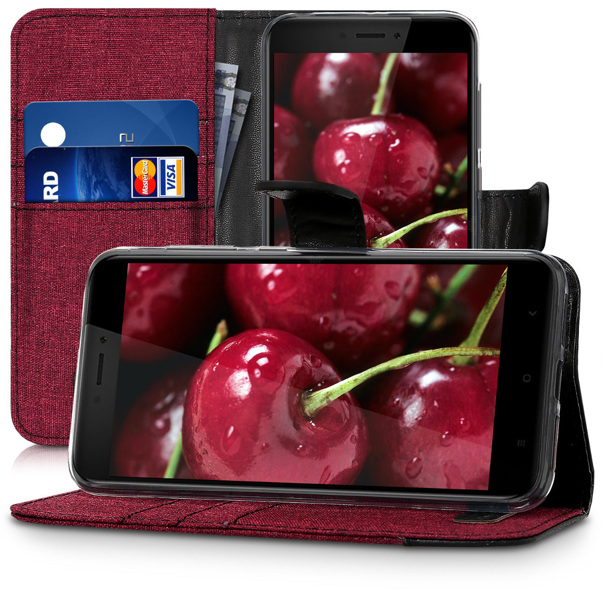 kwmobile Wallet Case compatible with Xiaomi Redmi 4X - Flip Cover with Stand - Phone Case Card Slots