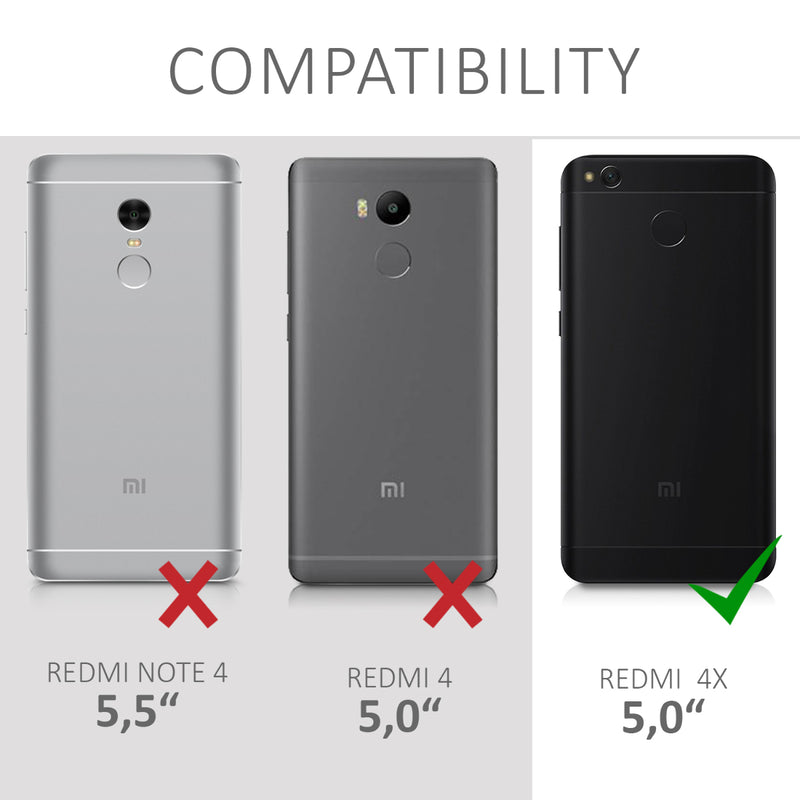 kwmobile Wallet Case compatible with Xiaomi Redmi 4X - Flip Cover with Stand - Phone Case Card Slots