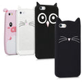 kwmobile Schutzhülle kompatibel mit Apple iPhone SE (1.Gen 2016) / iPhone 5 / iPhone 5S - Hülle Handy - Handyhülle - Silikon Cover Case Katze Schwarz Weiß Schwarz  [dsg01]