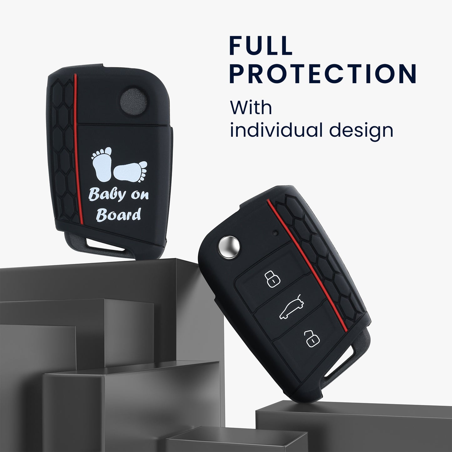 kwmobile Car Key Cover Compatible with VW Golf 7 MK7 3-Button Car Key - Key Fob Cover Don't touch my Key