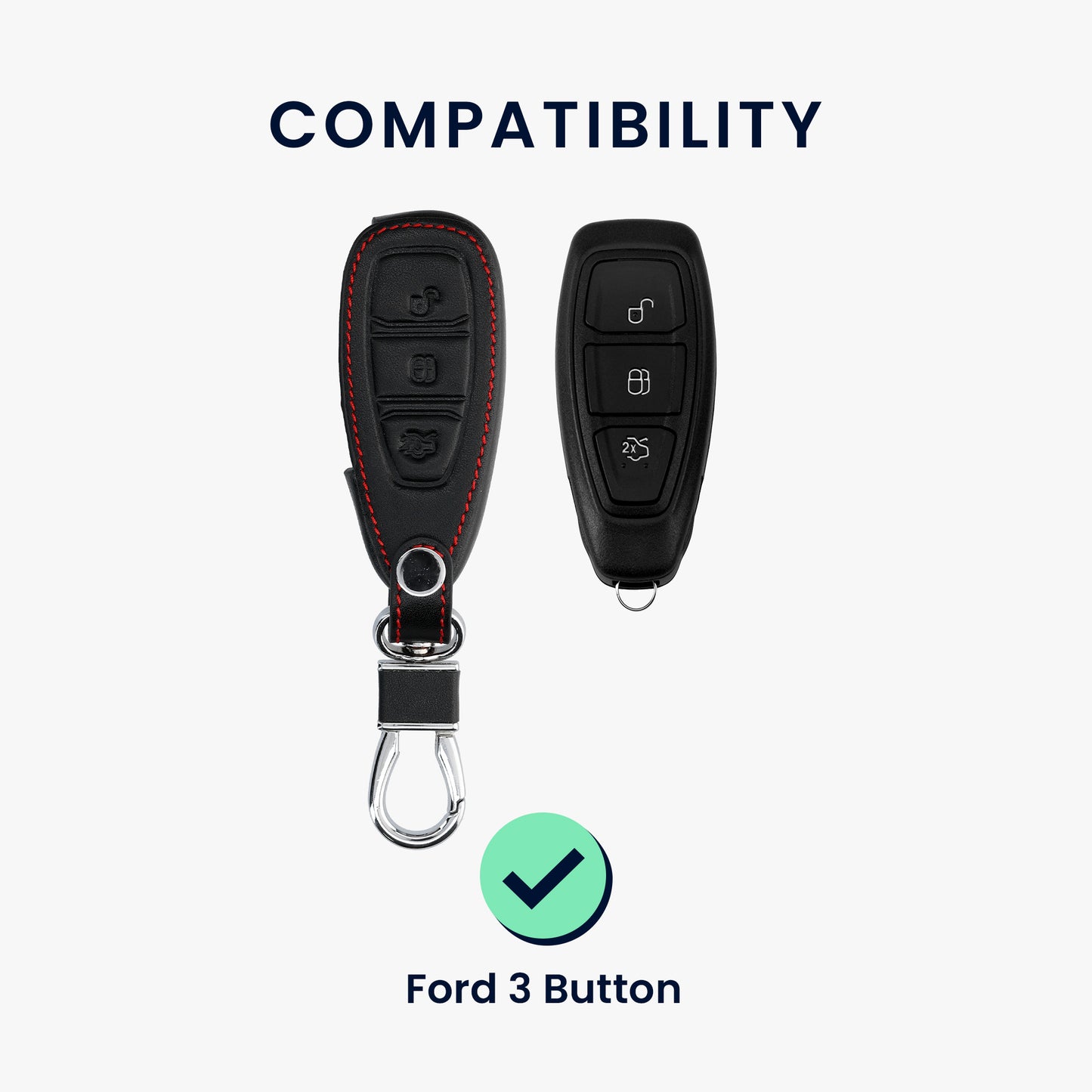 kwmobile Car Key Cover Compatible with Ford 3-Button Car Key Keyless Go