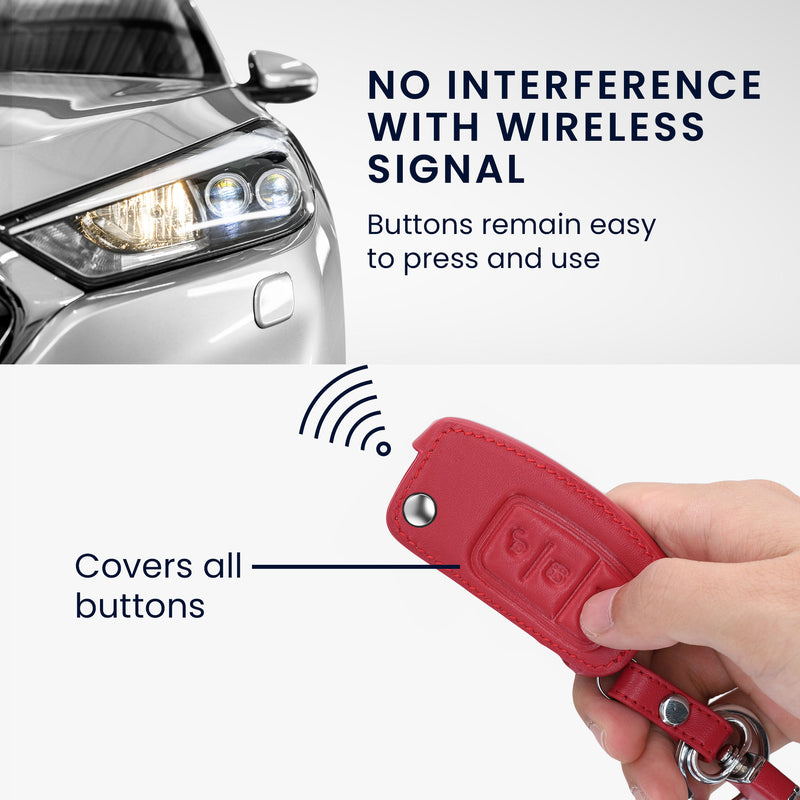 kwmobile Car Key Artificial Leather Cover compatible with Ford 3-Button Flip Key Car Key - Key Cover
