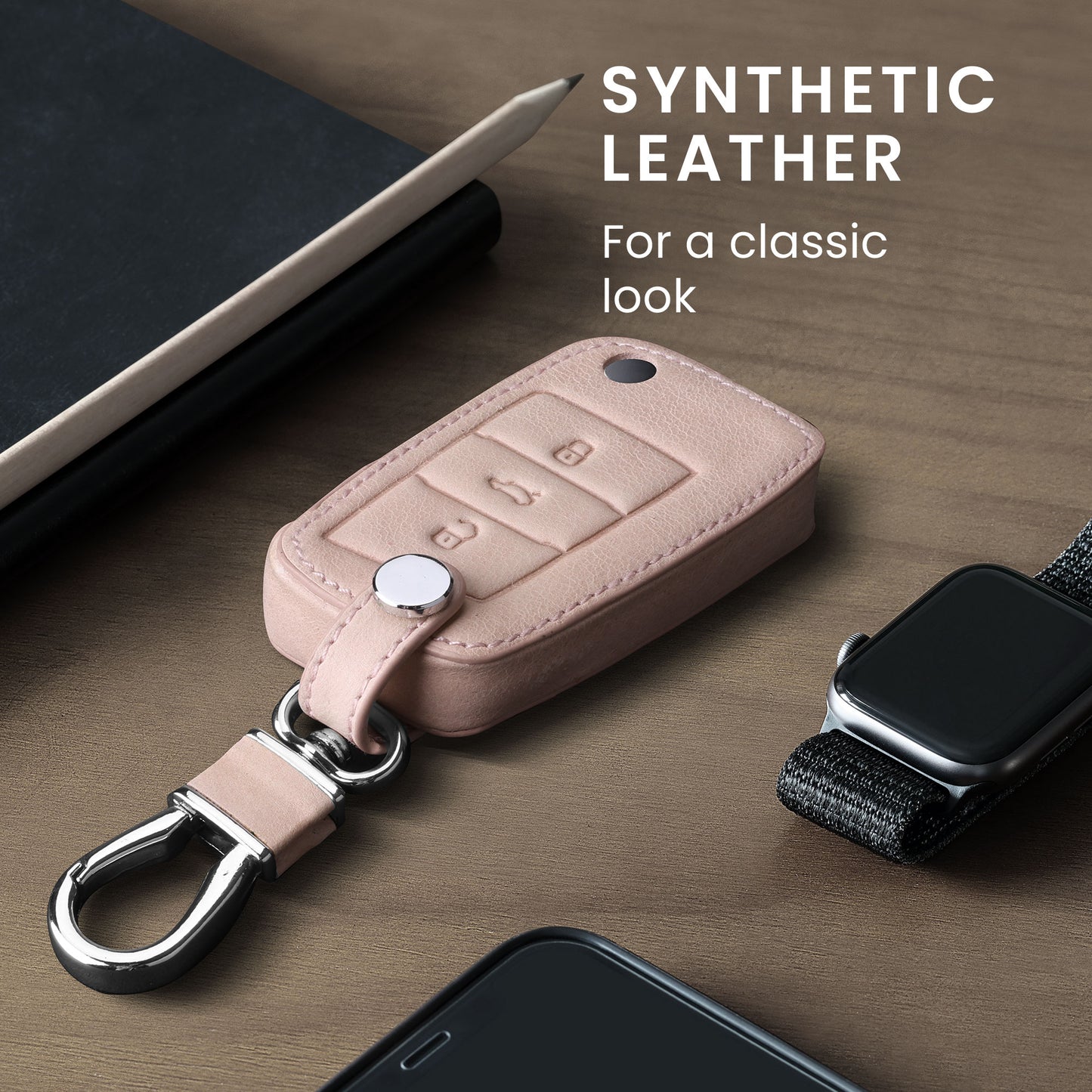 Faux Leather Cover compatible with VW Golf 7 MK7 Car Key