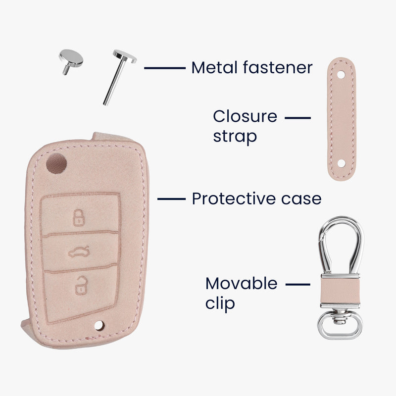 Faux Leather Cover compatible with VW Golf 7 MK7 Car Key