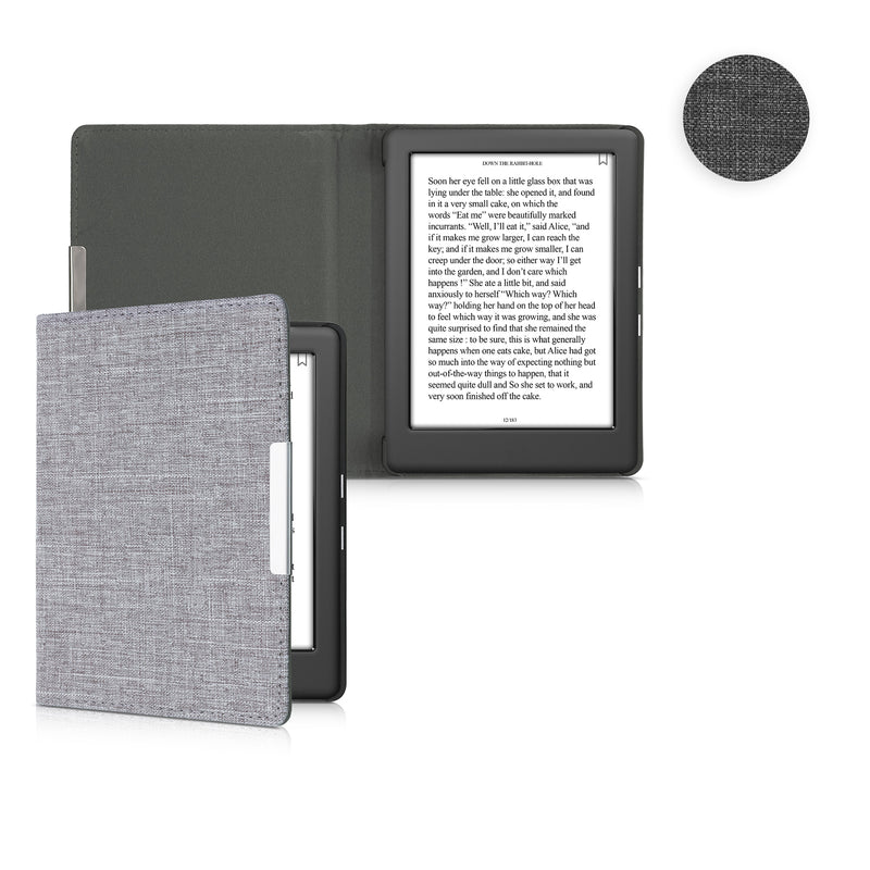 kwmobile Hülle kompatibel mit Kobo Glo HD / Touch 2.0 - Stoff eReader Schutzhülle Cover Case - Dunkelgrau Dunkelgrau  