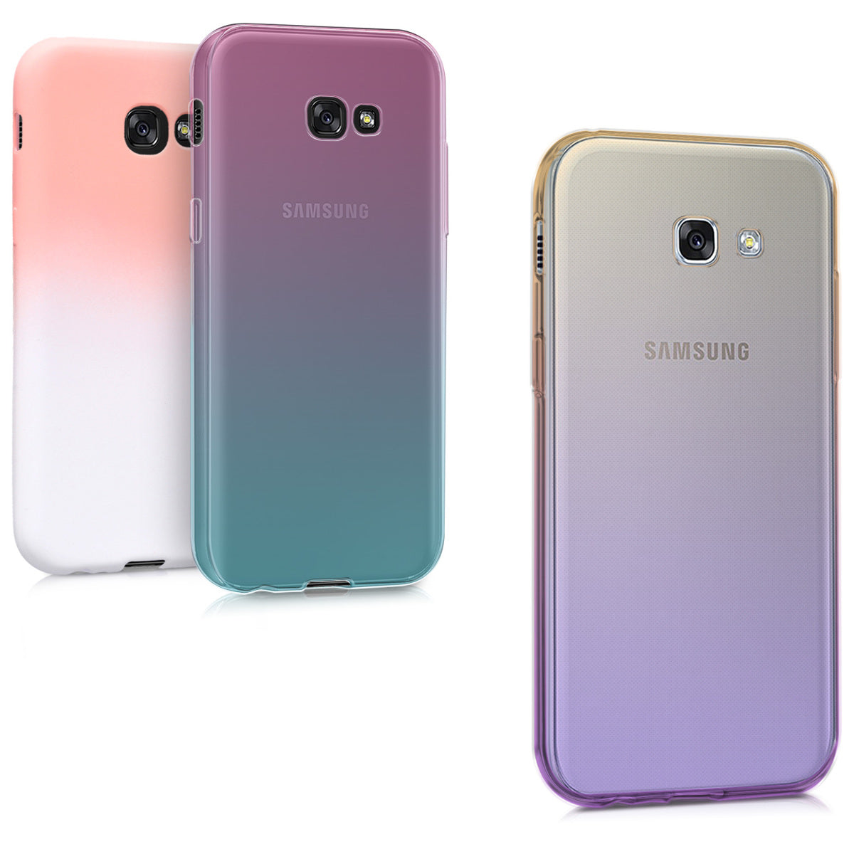 kwmobile Case kompatibel mit Samsung Galaxy A5 (2017) - Hülle Handy - Handyhülle Zwei Farben Pink Blau Transparent Pink  [dsg01]