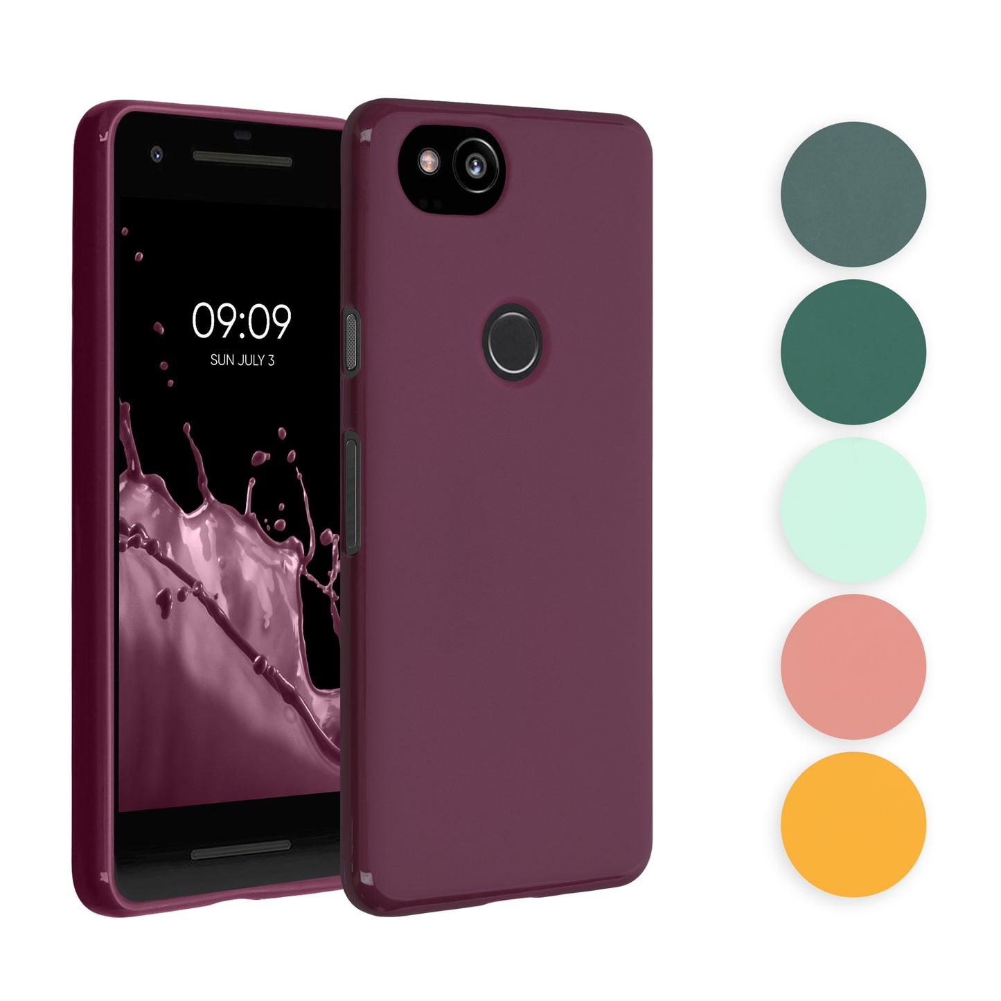 kwmobile Hülle kompatibel mit Google Pixel 2 Hülle - weiches TPU Silikon Case - Cover geeignet für kabelloses Laden - Petrol matt Petrol matt  