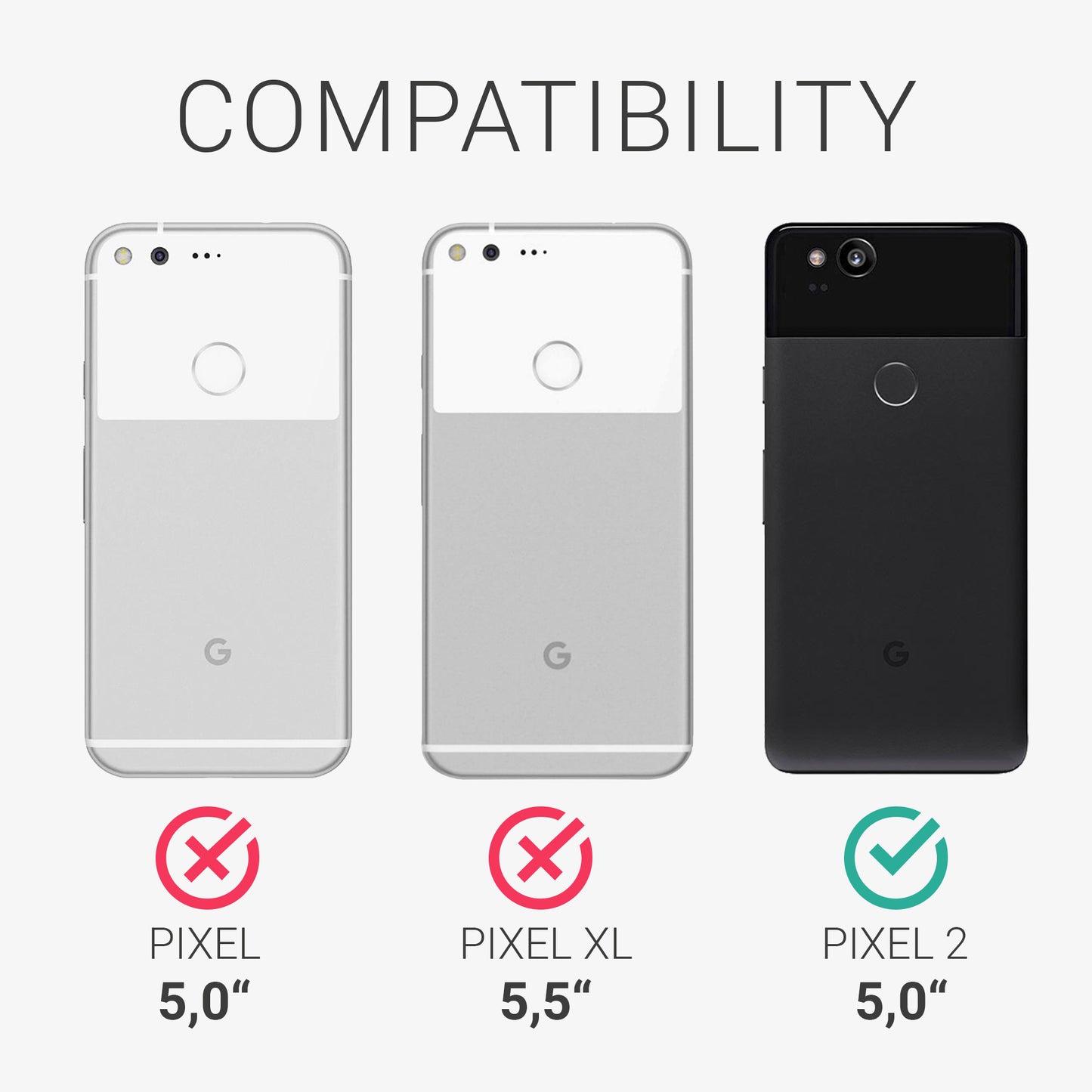 kwmobile Phone Case for Google Pixel 2 Protective Cover Wireless Charging