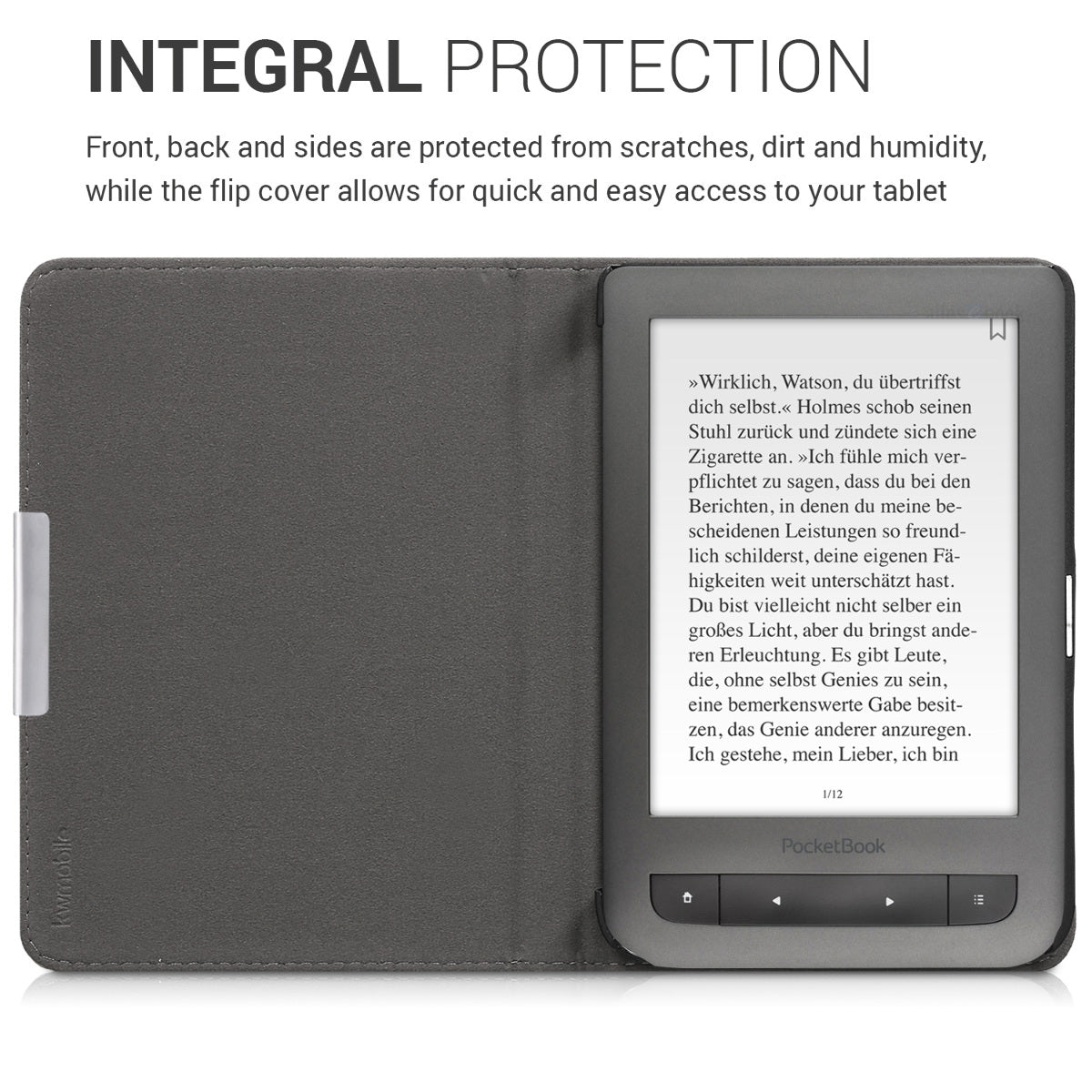 kwmobile Case Compatible with Pocketbook Touch Lux 3/Basic Lux/Basic Touch 2 eReader Protective Cover Case