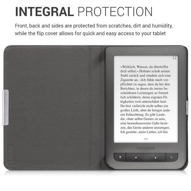 kwmobile Case Compatible with Pocketbook Touch Lux 3/Basic Lux/Basic Touch 2 eReader Protective Cover Case