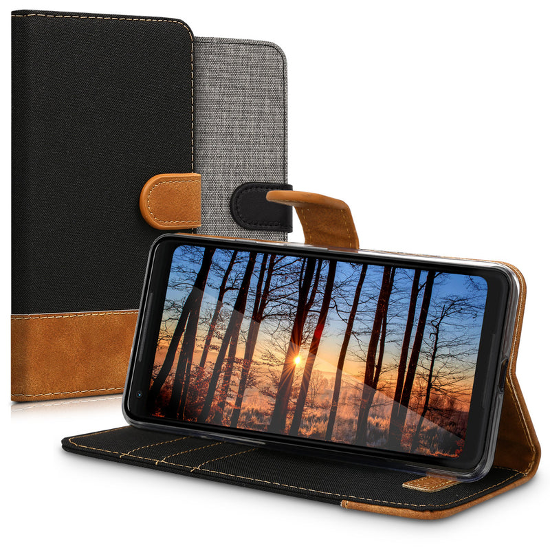 kwmobile Wallet Case Compatible with Google Pixel 2 XL - Phone Cover with Stand - Card Slots