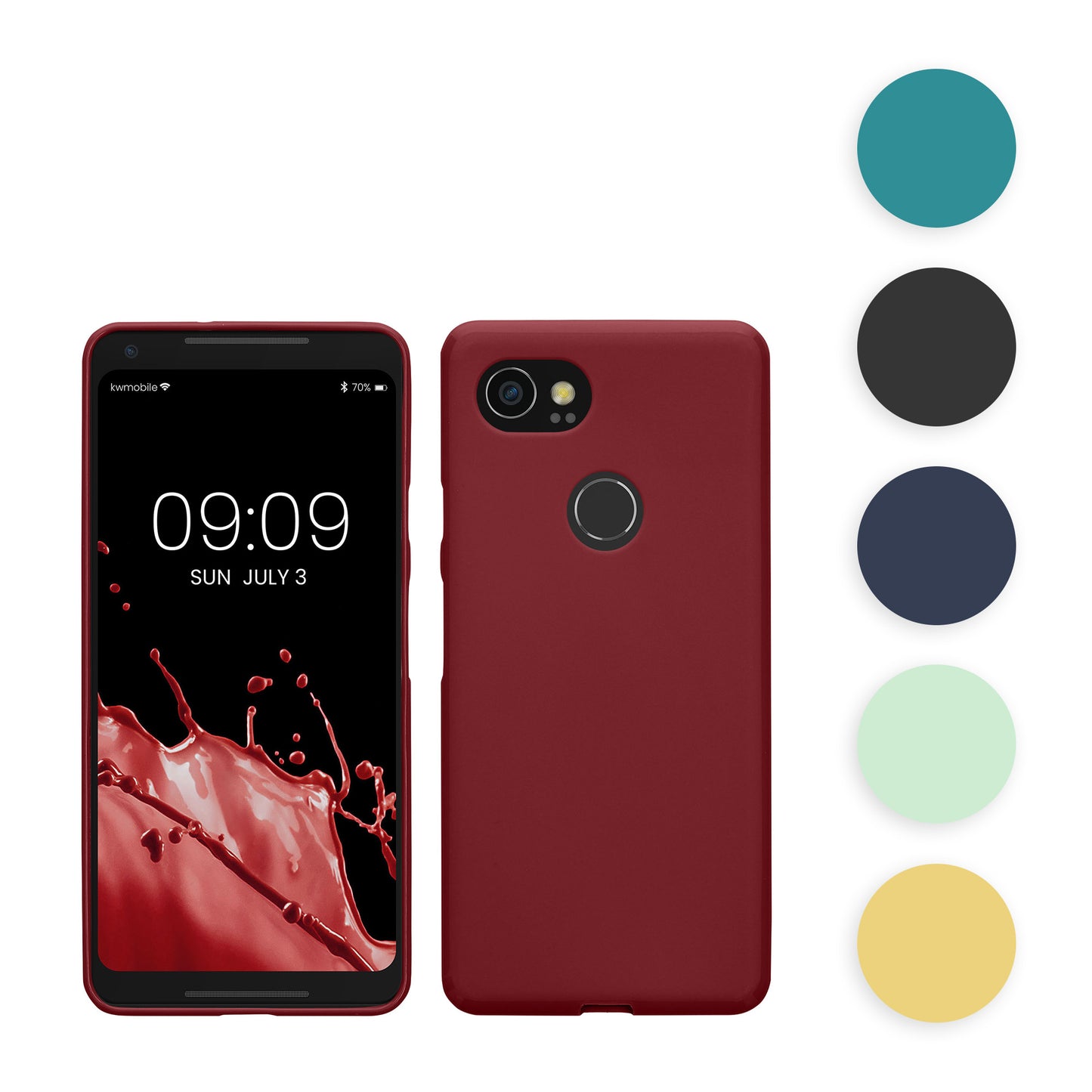 kwmobile Hülle kompatibel mit Google Pixel 2 XL Hülle - weiches TPU Silikon Case - Cover geeignet für kabelloses Laden - Petrol matt Petrol matt  