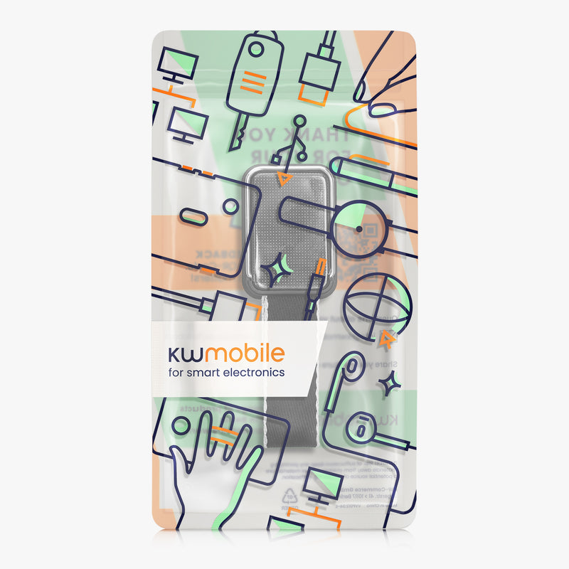 kwmobile Smartphone Finger Holder Grip with Stand - Finger Holder for Magnetic Car Mounts - Self-Adhesive Phone Finger Holder